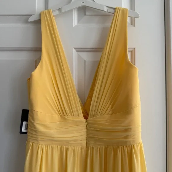 Ieena for Mac Duggal 55793 Buttercup Yellow Chiffon A-Line Gown Slit NWT Size 20